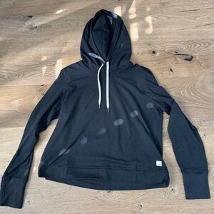 Vuori Black Hooded Pullover with Contrast Drawstrings